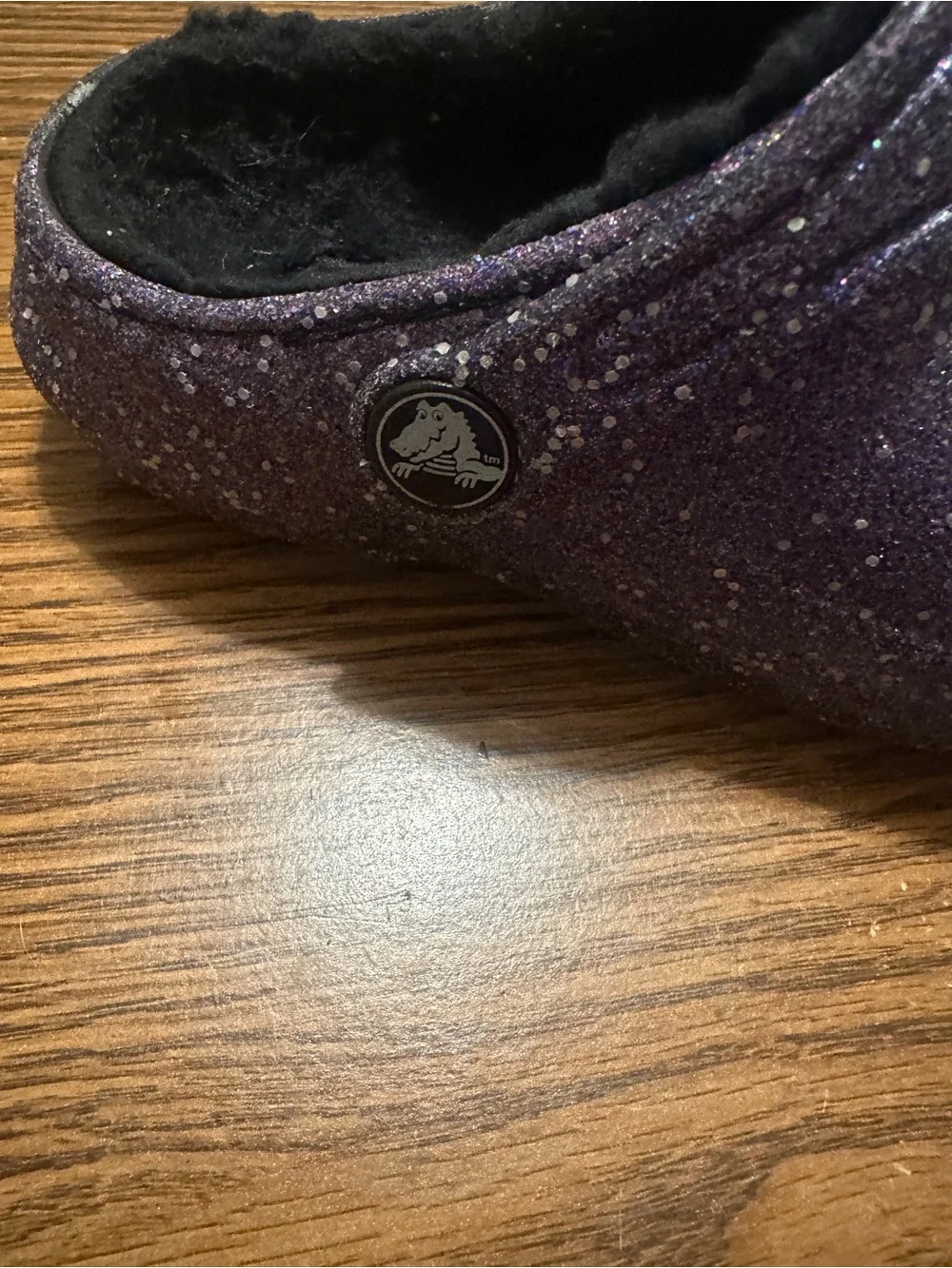 Crocs toddler clog with fur glitter purple size C8